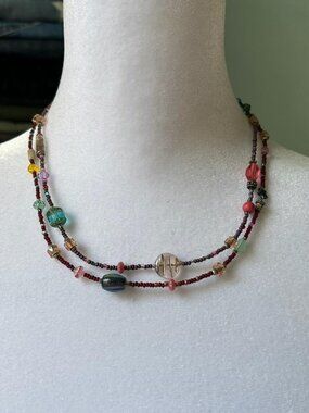 2 Multicoloured Beaded Necklaces